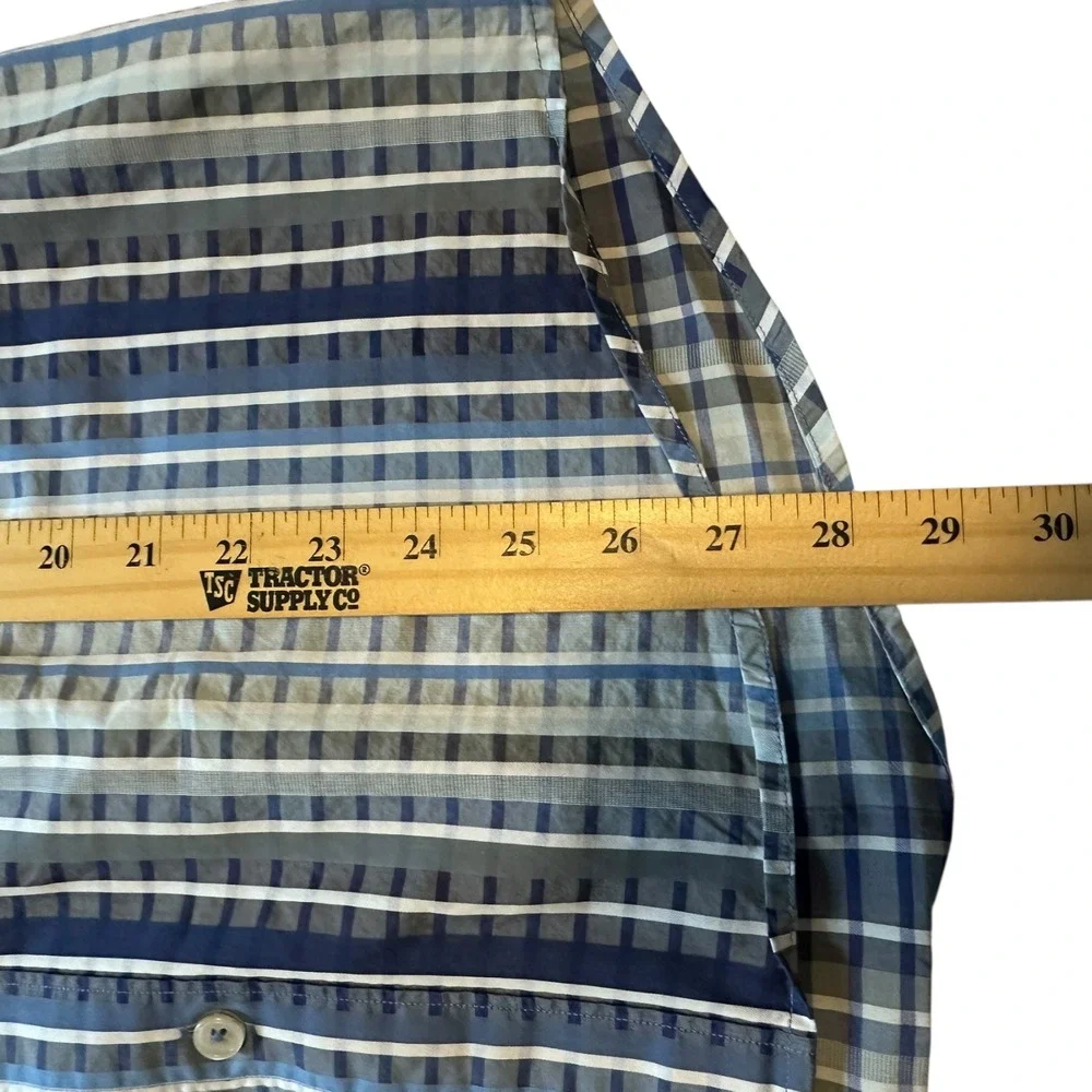 Tommy Bahama Button Down Mens L Blue Grey Excellent Pima Cotton Striped‎ Shirt